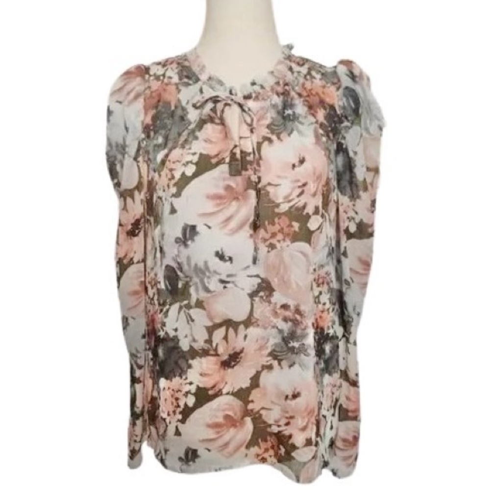 Joie Floral Puff Sleeve Victorian Blouse